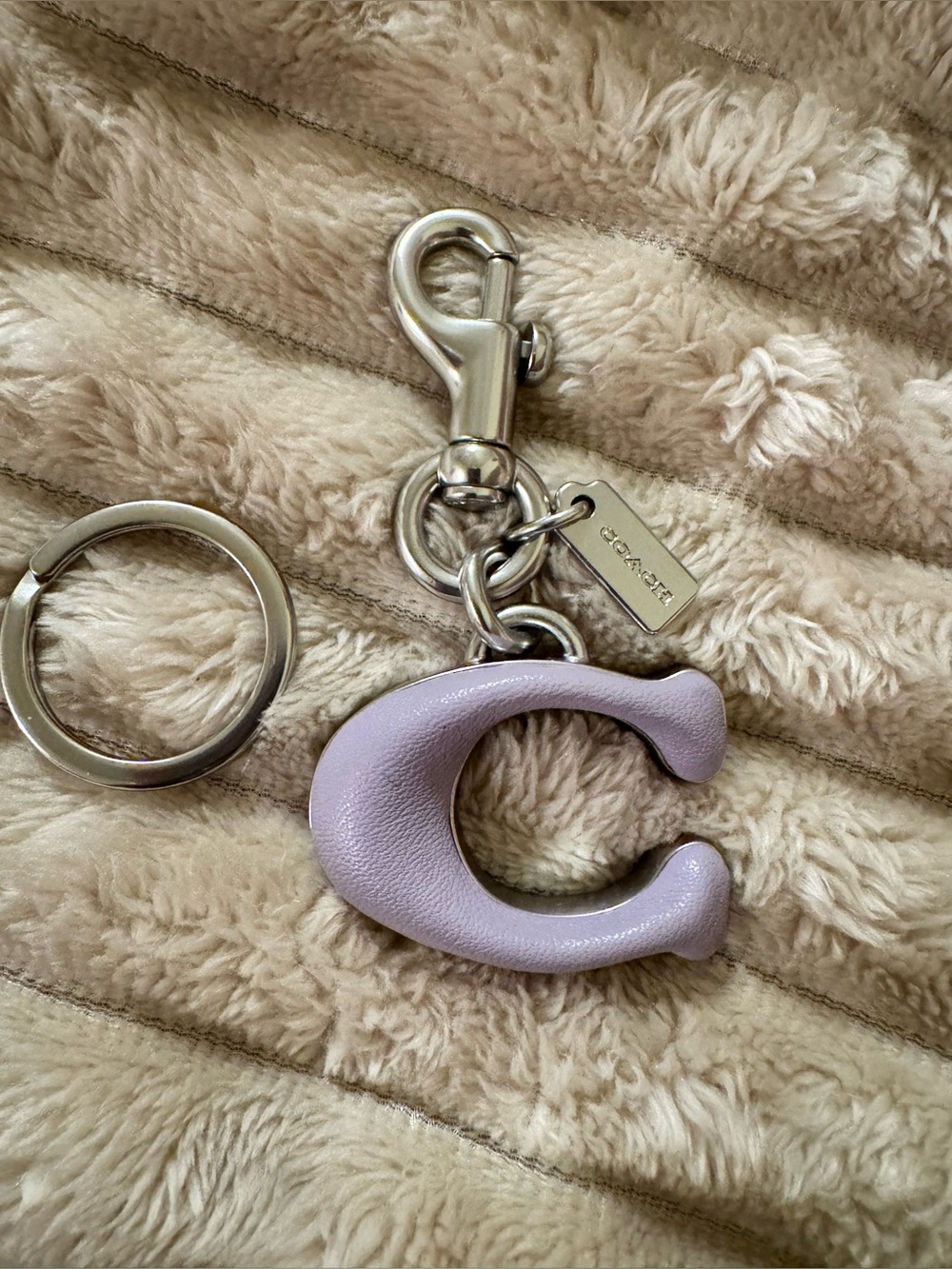 Coach C Logo Purple Leather Keychain Charm